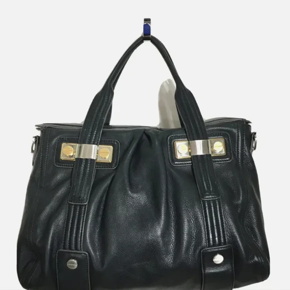 B. Makowsky Handbag Women's Large Black Soft Leather Double Handle Satchel - Picture 7 of 7